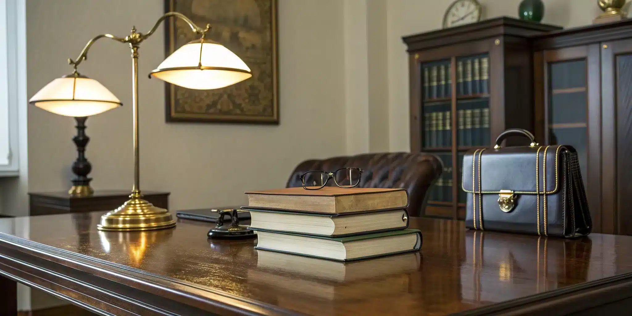 choosing-a-criminal-lawyer-in-maricopa-county-your-guide Maricopa County criminal lawyer's desk with law books and briefcase.